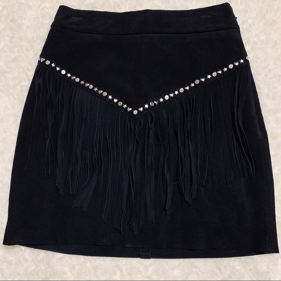 Maje 100% Leather, Fringed Skirt sz 34 (FR) US 2 - Picture 3 of 8